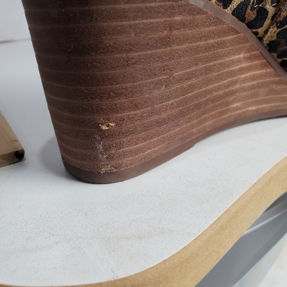 Toms Sadie Suede Boot Womens Size 7.5 Animal Print Wedge Booties Side Zip - Picture 8 of 9